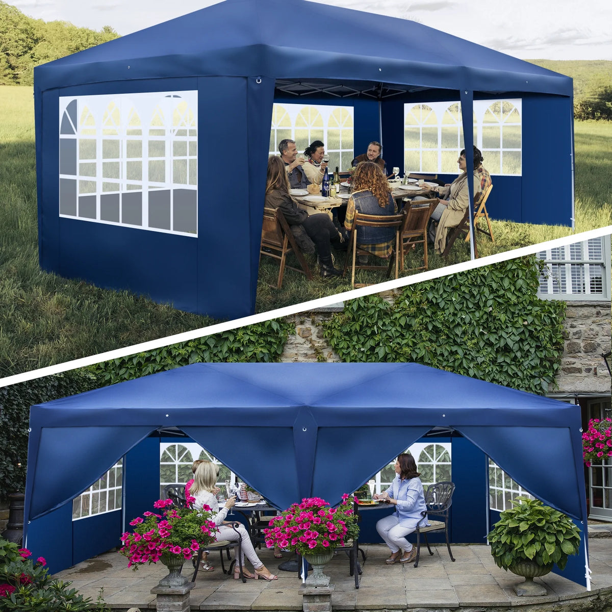 10 x 20-Feet White Pop Up Canopy Tent with 4 Removable Sidewalls M65260
