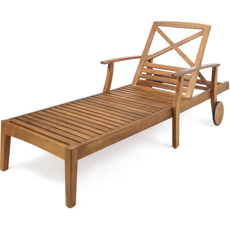 Outdoor Teak Acacia Wood Chaise Lounge Y156