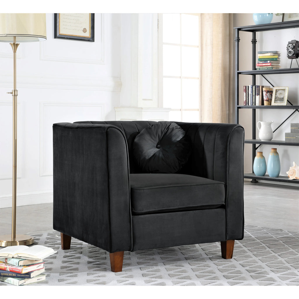Black Velvet Chesterfield Chair T8556