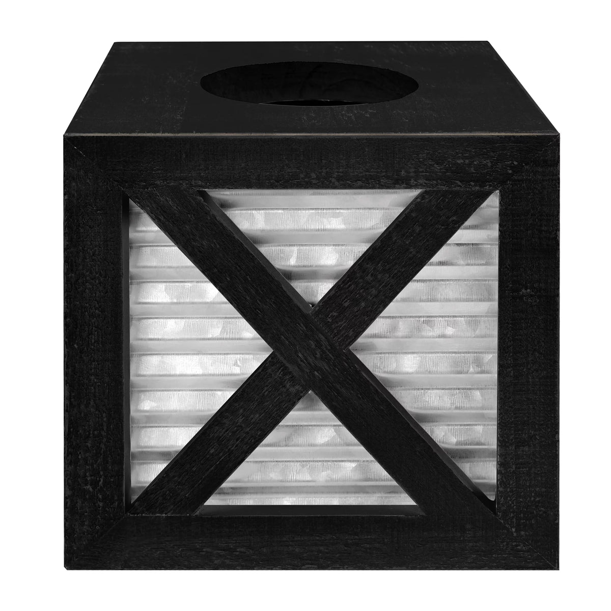 Black Galvanized Square Tissue Box Cover P420362
