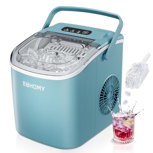 Countertop Ice Maker Machine with Handle, 26lbs in 24Hrs, 9 Ice Cubes Ready in 6 Mins, Auto-Cleaning Portable Ice Maker with Basket and Scoop (Black) H75465