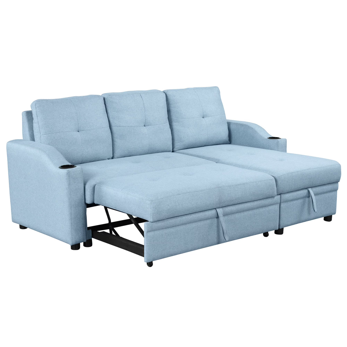 Blue Padded Pull Out Sofa Bed M4428