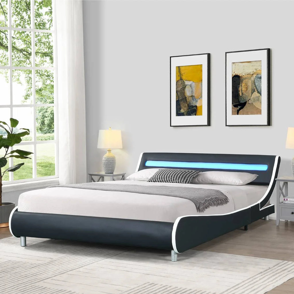 Faux Leather Upholstered Platform Bed Frame Queen Size G272834
