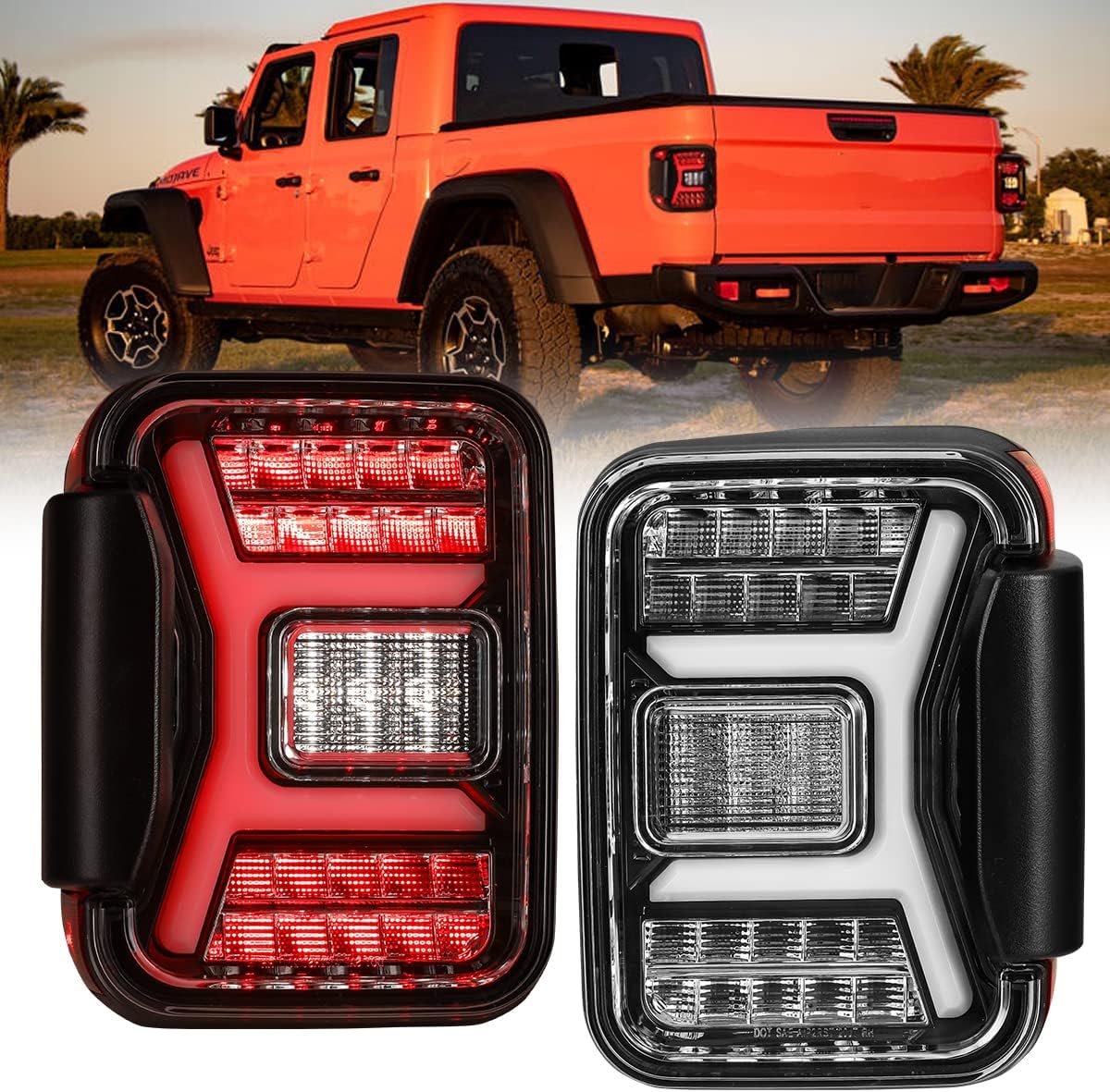 Smoke Black LED Tail Lights Assembly for 2019 2021 JEEP Gladiator JT O722
