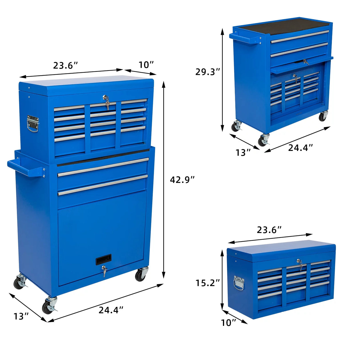 8 Drawer Black Tool Chest with Wheels S12854