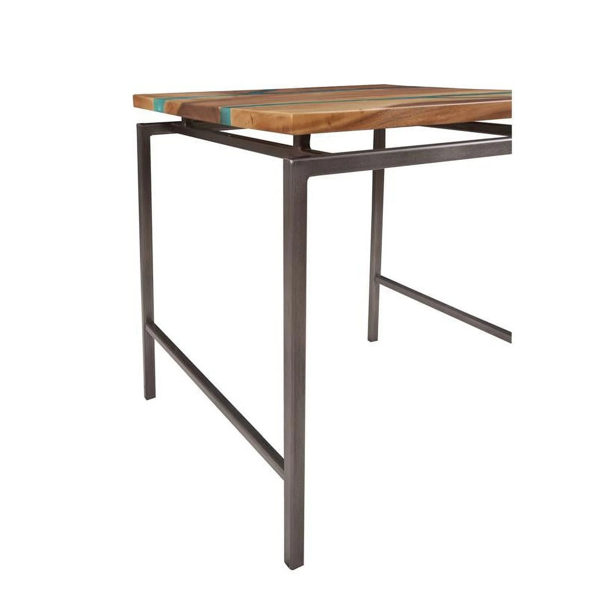 Natural Wood and Emerald Green Inlay End Table F4341