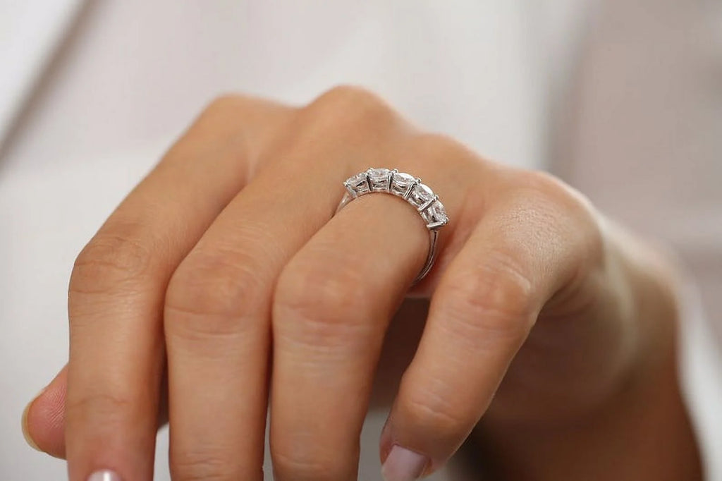 Solid 950 Platinum Moissanite Engagement Band L472