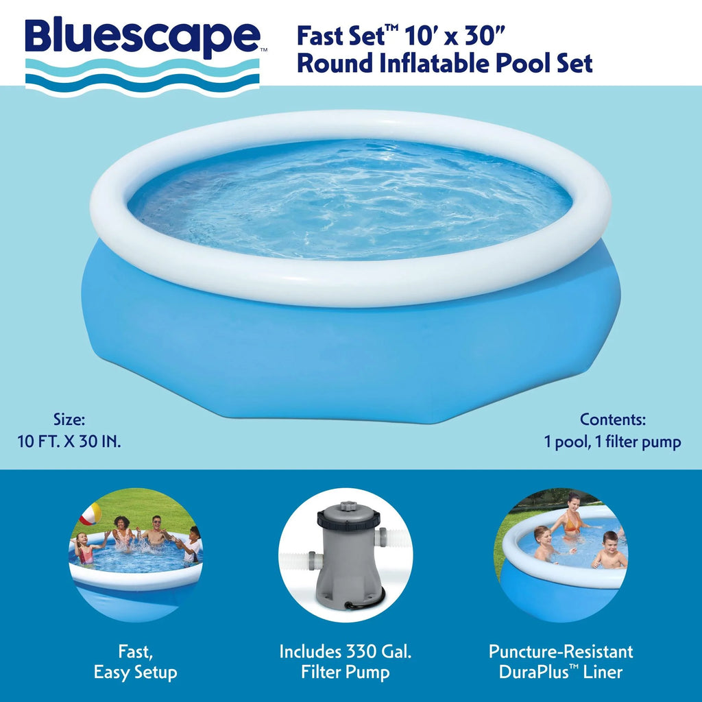 10' x 30" Round Inflatable Above Ground Pool Set E68971