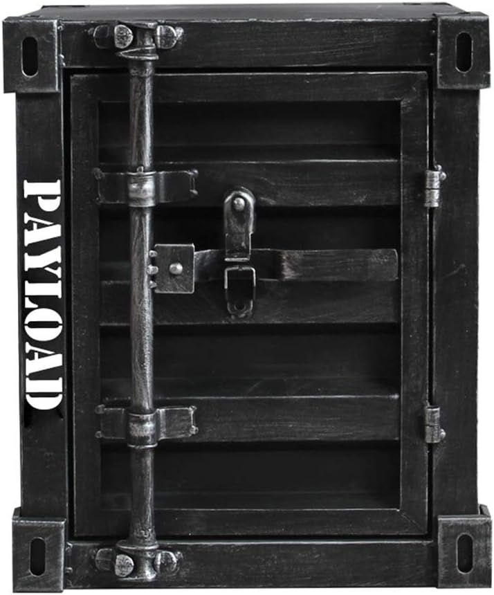 Red Wrought Iron Bedside Table with Lock V268199