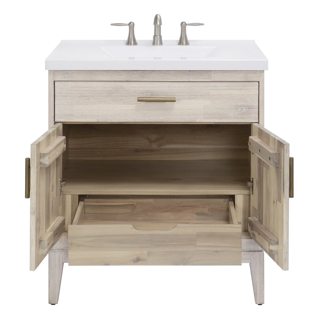 30" Free Standing Hardwood Vanity Cabinet Only Chalky White Z11823
