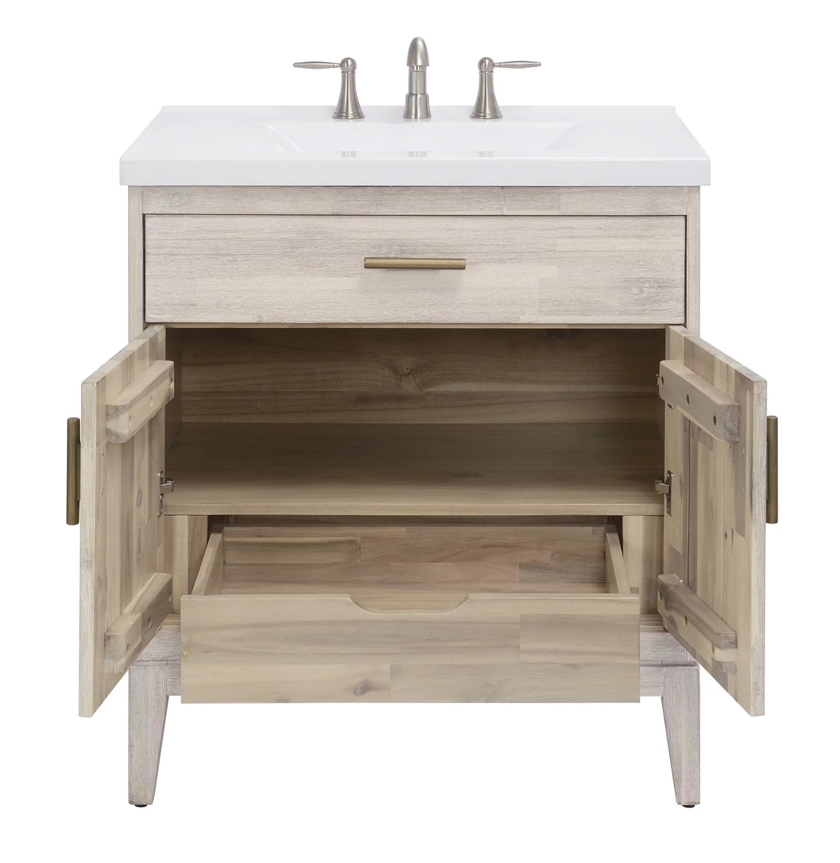 30" Free Standing Hardwood Vanity Cabinet Only Chalky White Z11823