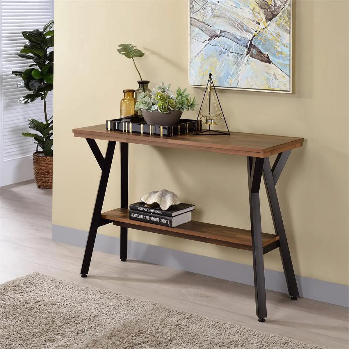 Wood 1-Shelf Console Table in Matte Black L9380
