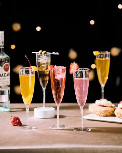 24Pcs 6 Oz Clear Plastic Champagne Flutes D403799