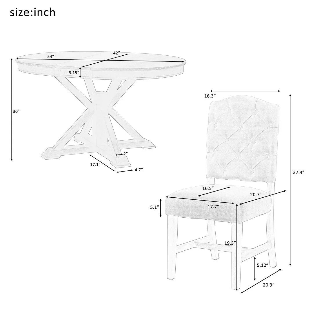 Extendable Round Dining Table Set for 4 F749
