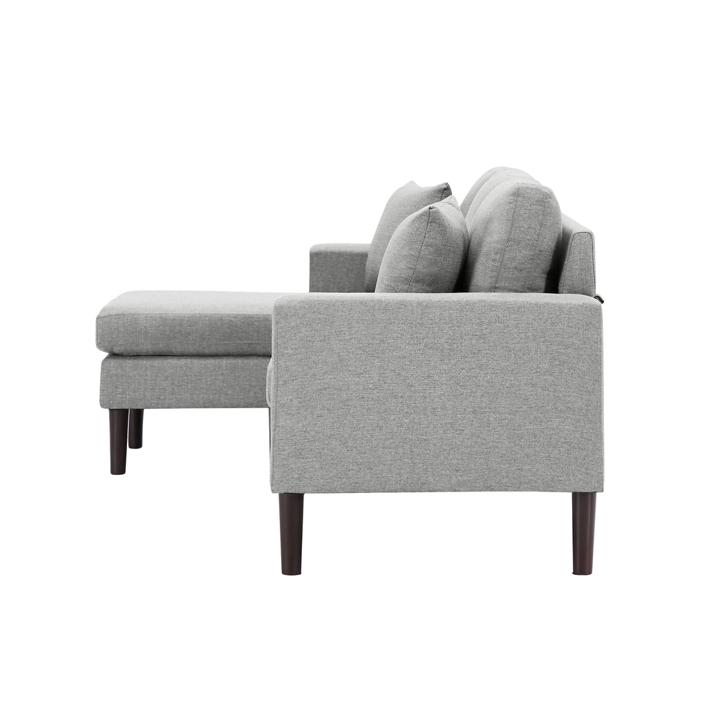 Light Grey L Shape Sectional Sofa with 2 Pillows D15719