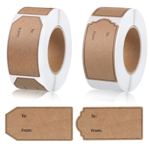 600 Pcs Natural Brown Kraft to and from Gift Tag Stickers R75634
