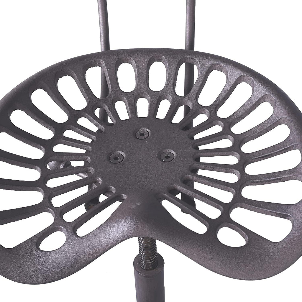 Rust Industrial Cast Iron Tractor Seat Bar Stool with Back C852675