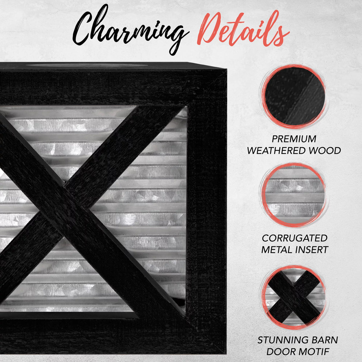 Black Galvanized Square Tissue Box Cover P420362