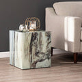 Black Faux Marble Square Accent Table P748631