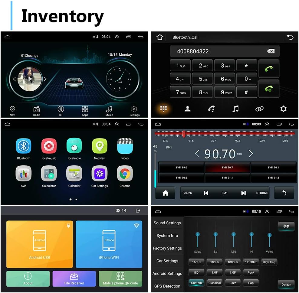 Android Double Din Car Stereo with Touch Screen Bluetooth FM Receiver Backup Camera Dual USB O6661