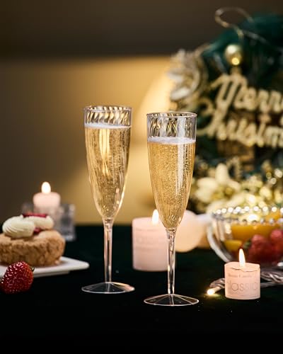 24Pcs 6 Oz Clear Plastic Champagne Flutes D403799