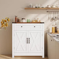 30" White Coffee Bar Station with Drawer and Adjustable Shelf R764