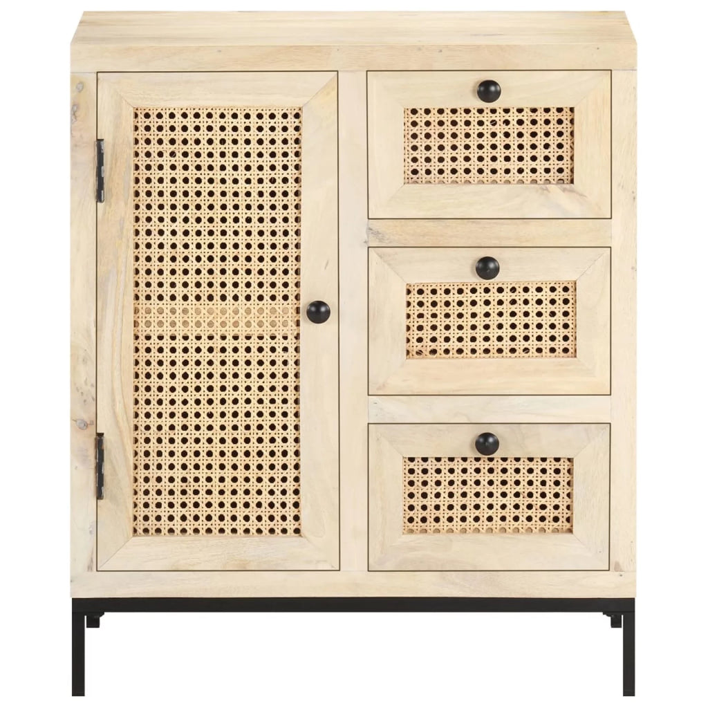 Solid Mango Wood and Natural Cane Sideboard N326
