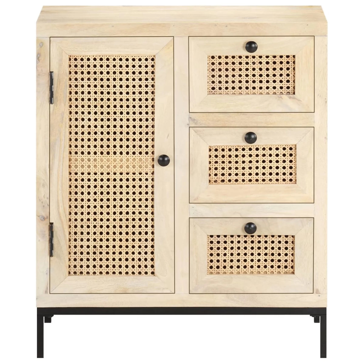 Solid Mango Wood and Natural Cane Sideboard N326