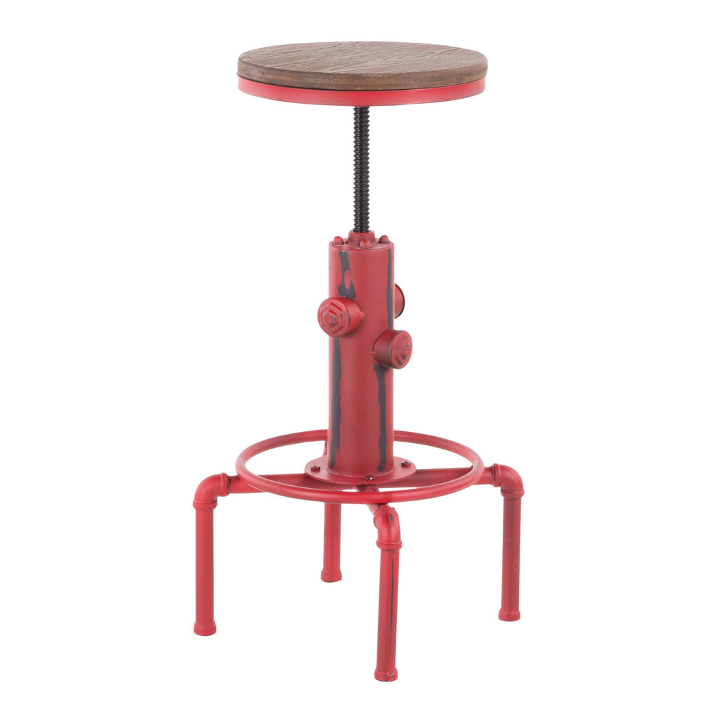 Industrial Barstool in Metal and Wood (Red) A710449