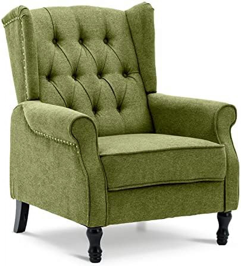 Pink Tufted Linen Accent Chair with Wooden Legs S799