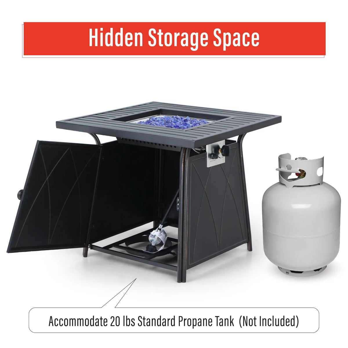 28 inch Outdoor Gas Fire Pit Table with Lid 50,000 BTU Q42288
