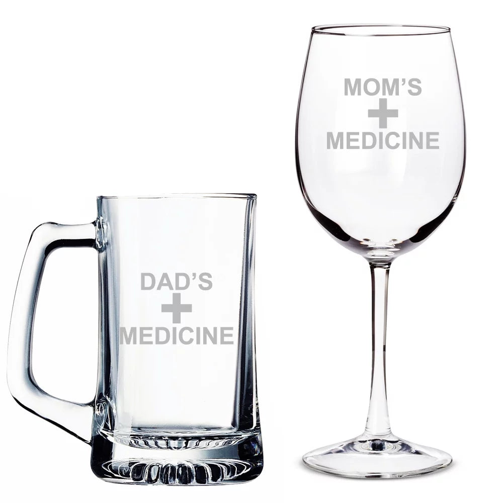 Medicine Mug and Wine Glass Set G455
