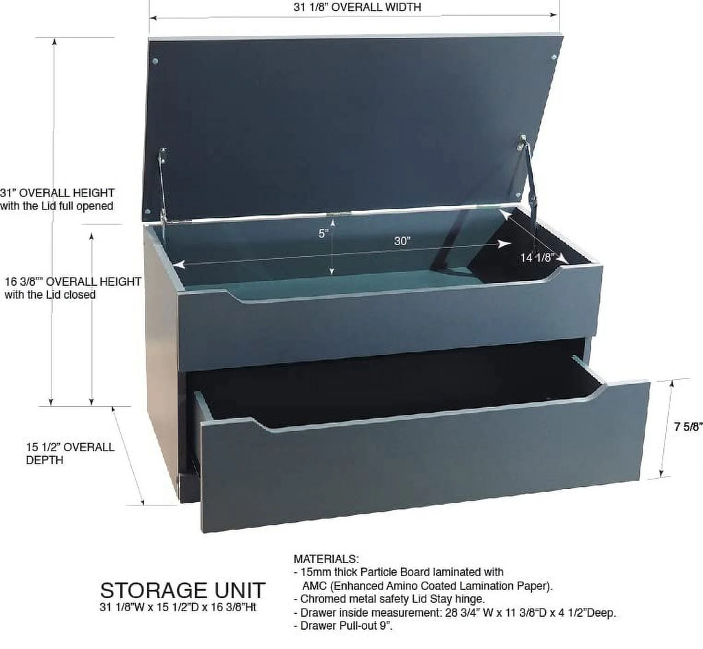 Gray Storage Bench with Drawer I238