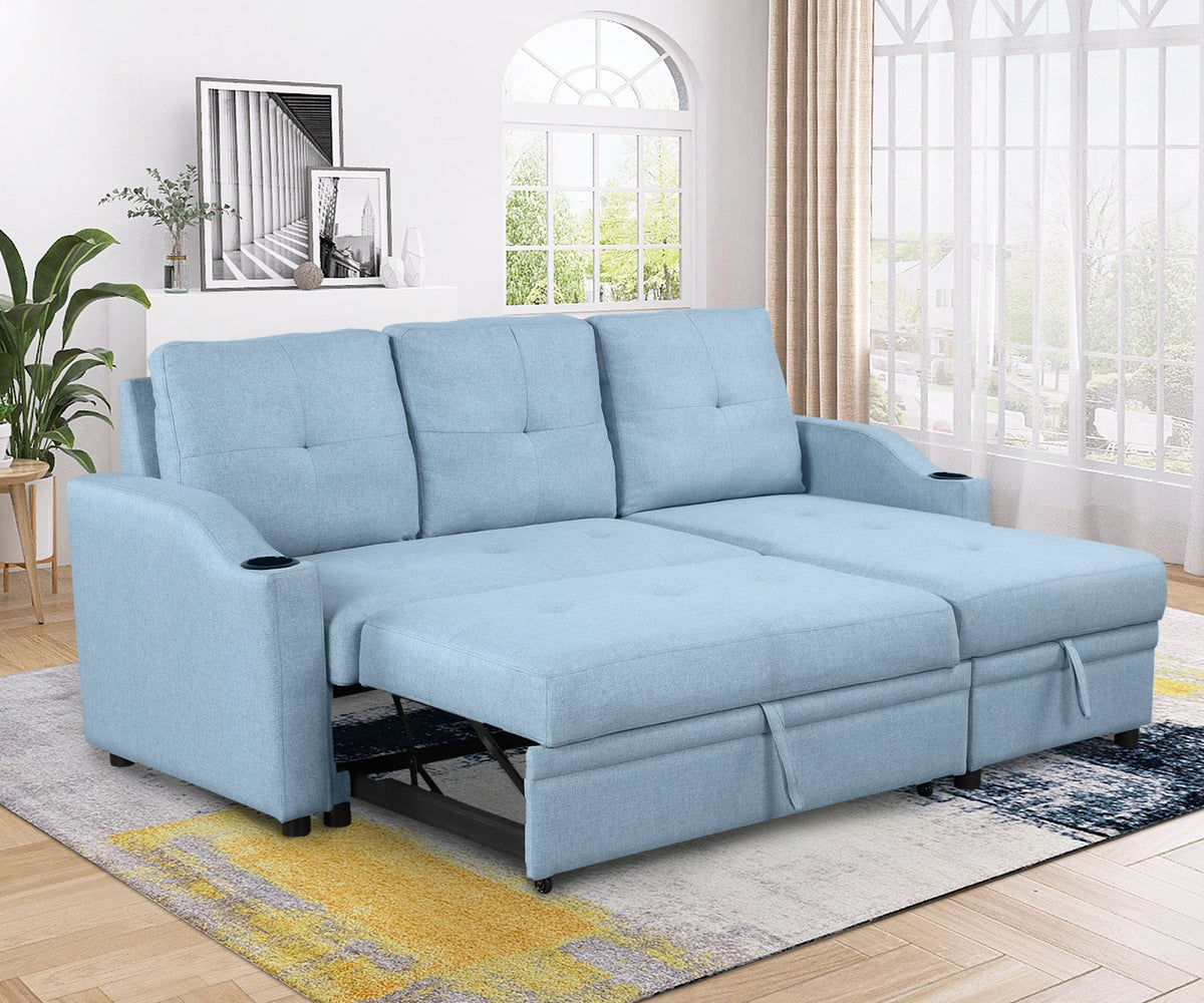 Blue Padded Pull Out Sofa Bed M4428