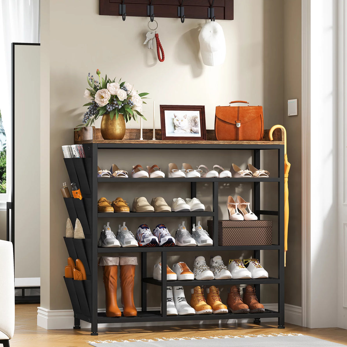Black 6 Tier Metal Shoe Rack S837670