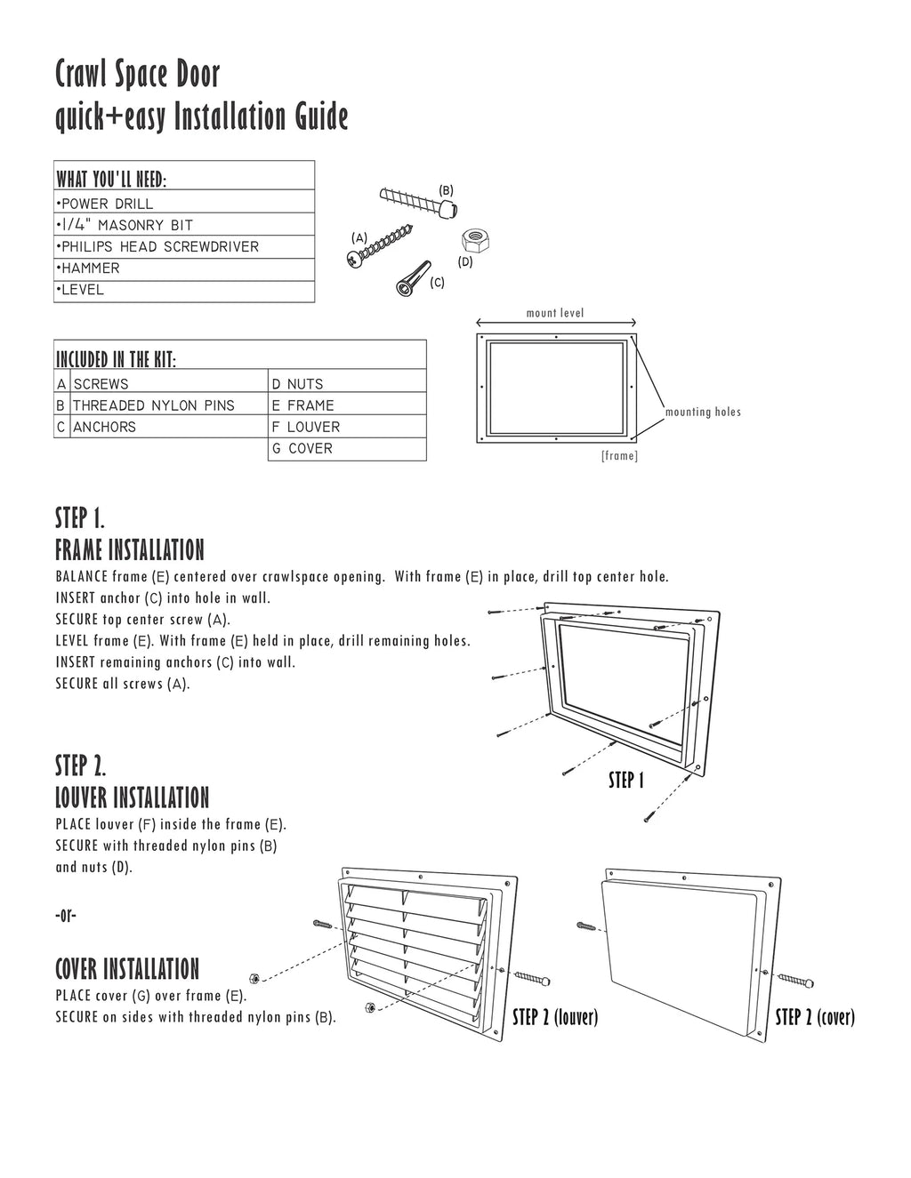 Crawl Space Door Without Louvers (24" x 36") N473287