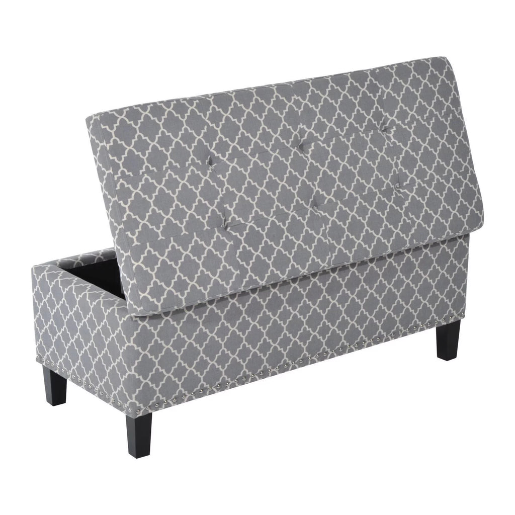 42" Tufted Linen Fabric Storage Bench Ottoman W478