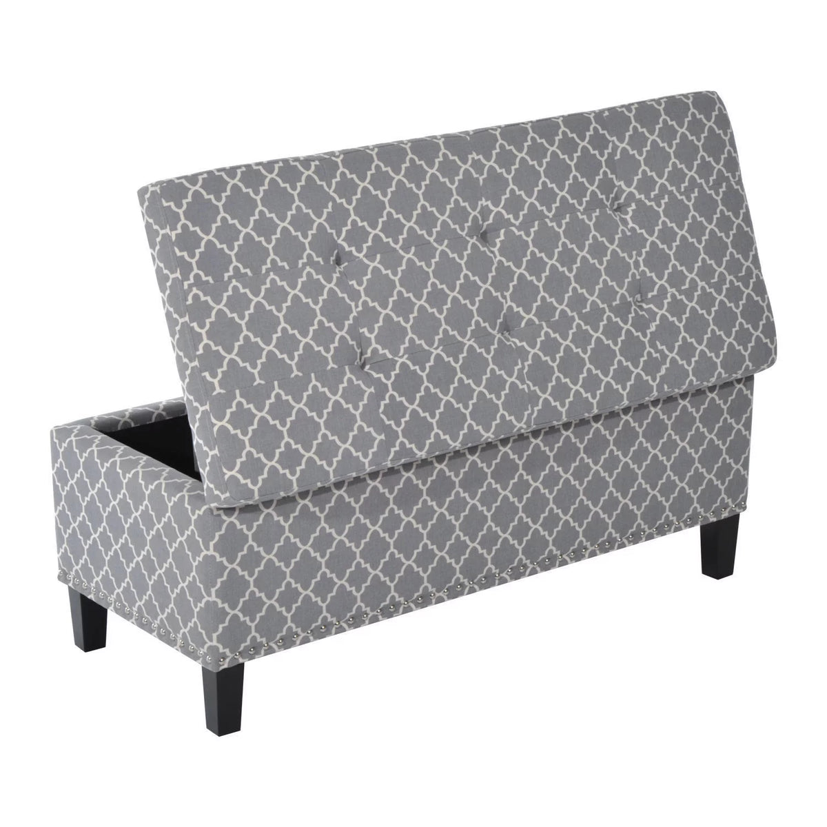 42" Tufted Linen Fabric Storage Bench Ottoman W478