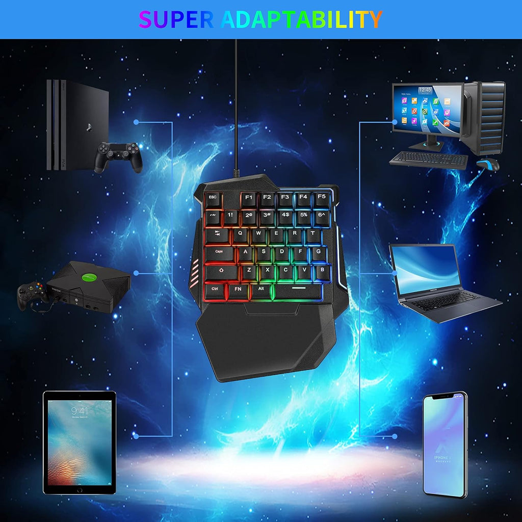Wired Mechanical RGB LED Backlit Gaming Keyboard and Mouse Combo Q263217