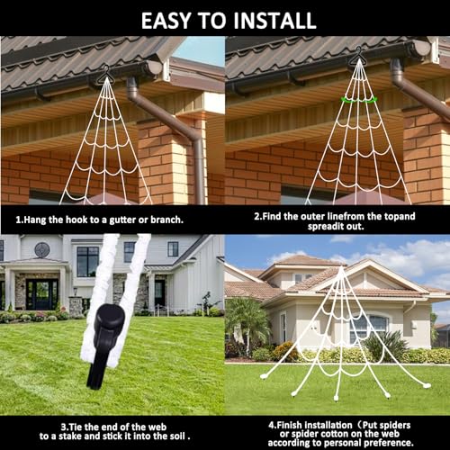 550 LED Lighted Spider Web 16.4Ft with 8 Lighting Modes T879