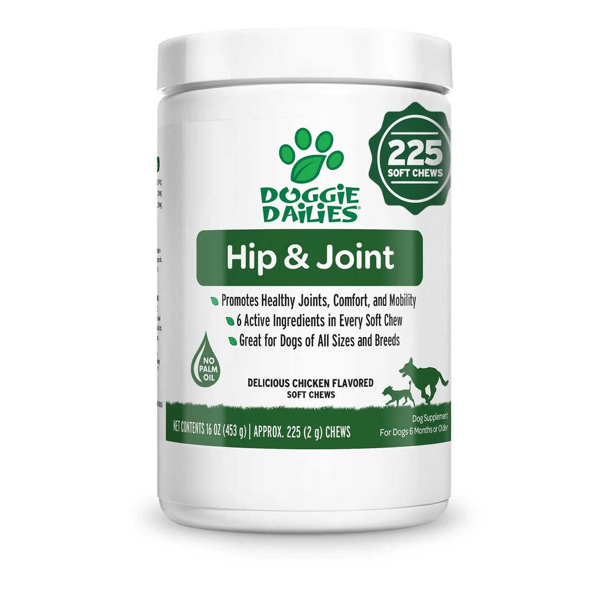 Glucosamine for Dogs 225 Chews Joint Supplement with Chondroitin MSM Hyaluronic Acid CoQ10 Chicken S326