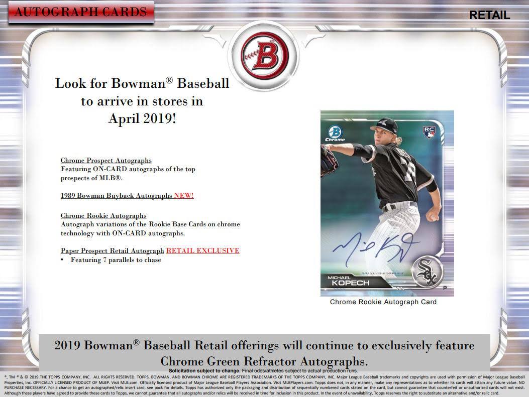 2019 Bowman Baseball 6ct Blaster Box L549