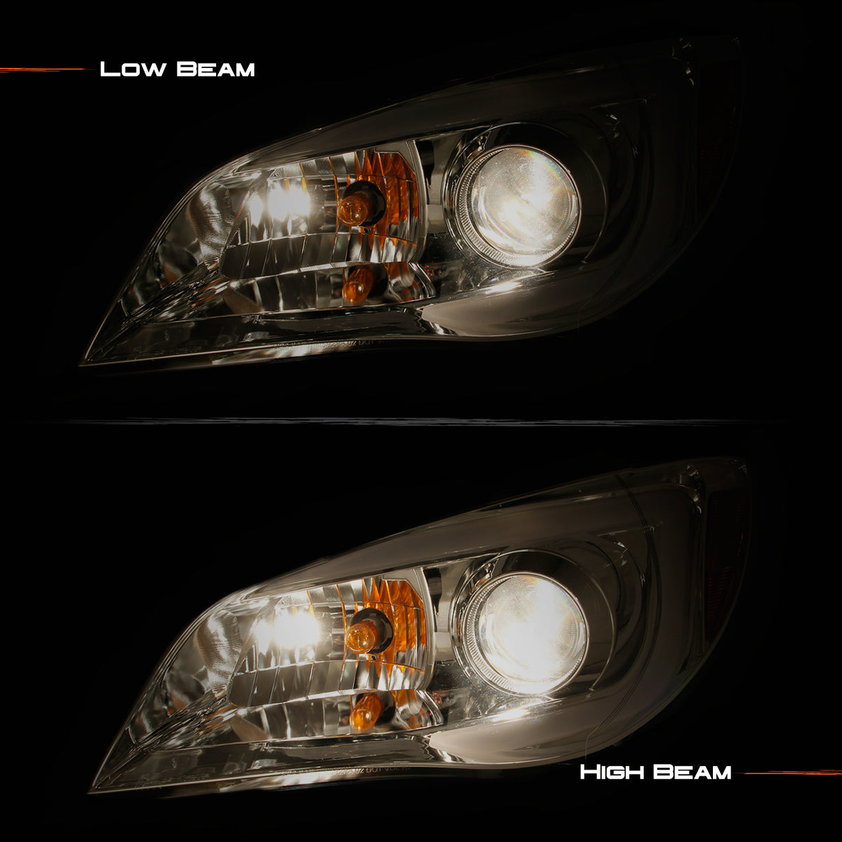 Chrome Housing Clear Lens Projector Headlights K722