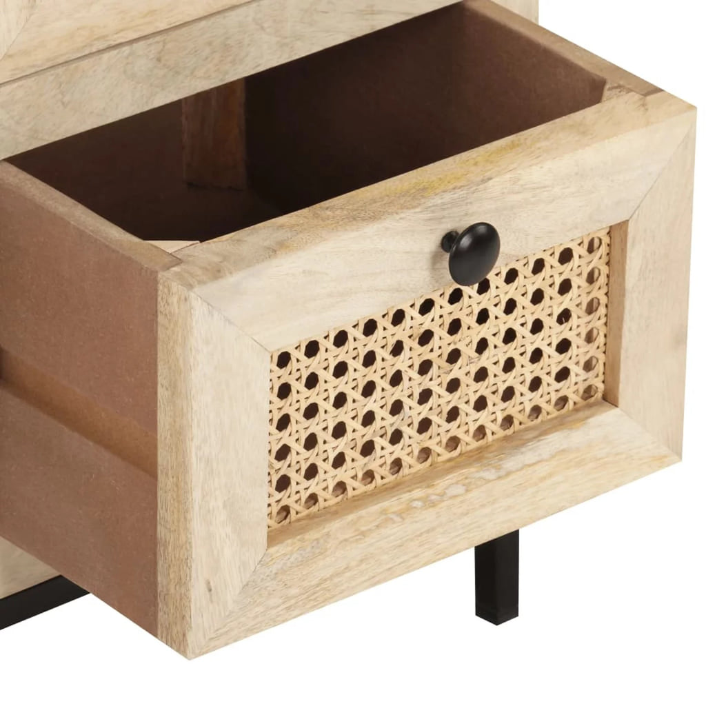 Solid Mango Wood and Natural Cane Sideboard N326