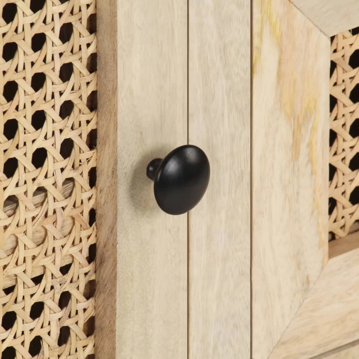 Solid Mango Wood and Natural Cane Sideboard N326