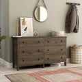 Distressed Walnut 6-Drawer Wood Dresser R376