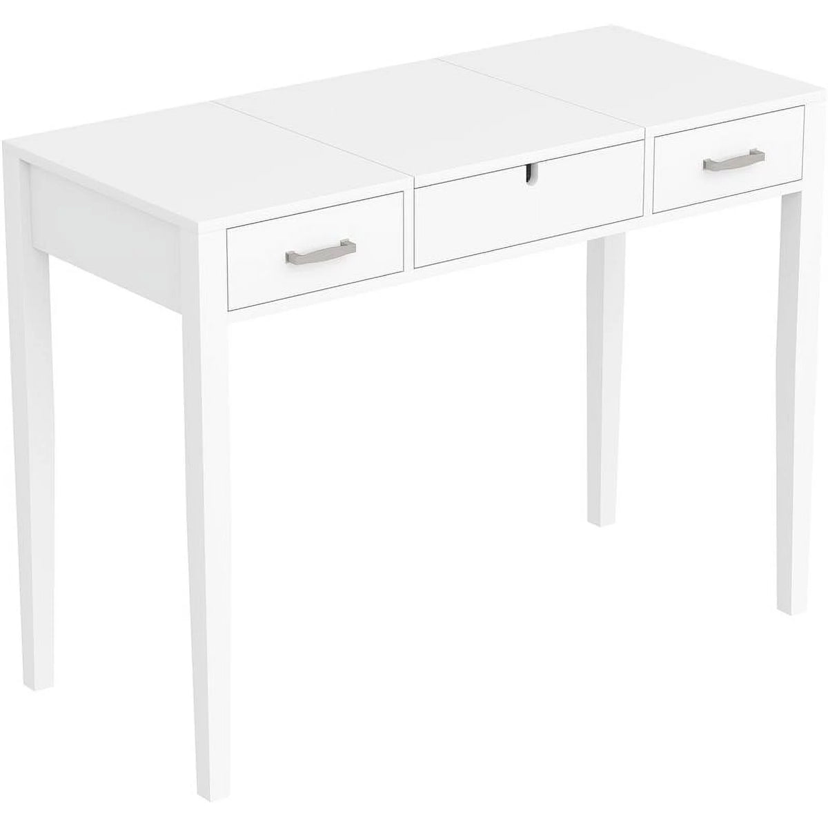 40"L 2-Drawers 1-Foldable Mirror Computer Desk/Vanity in White N46489