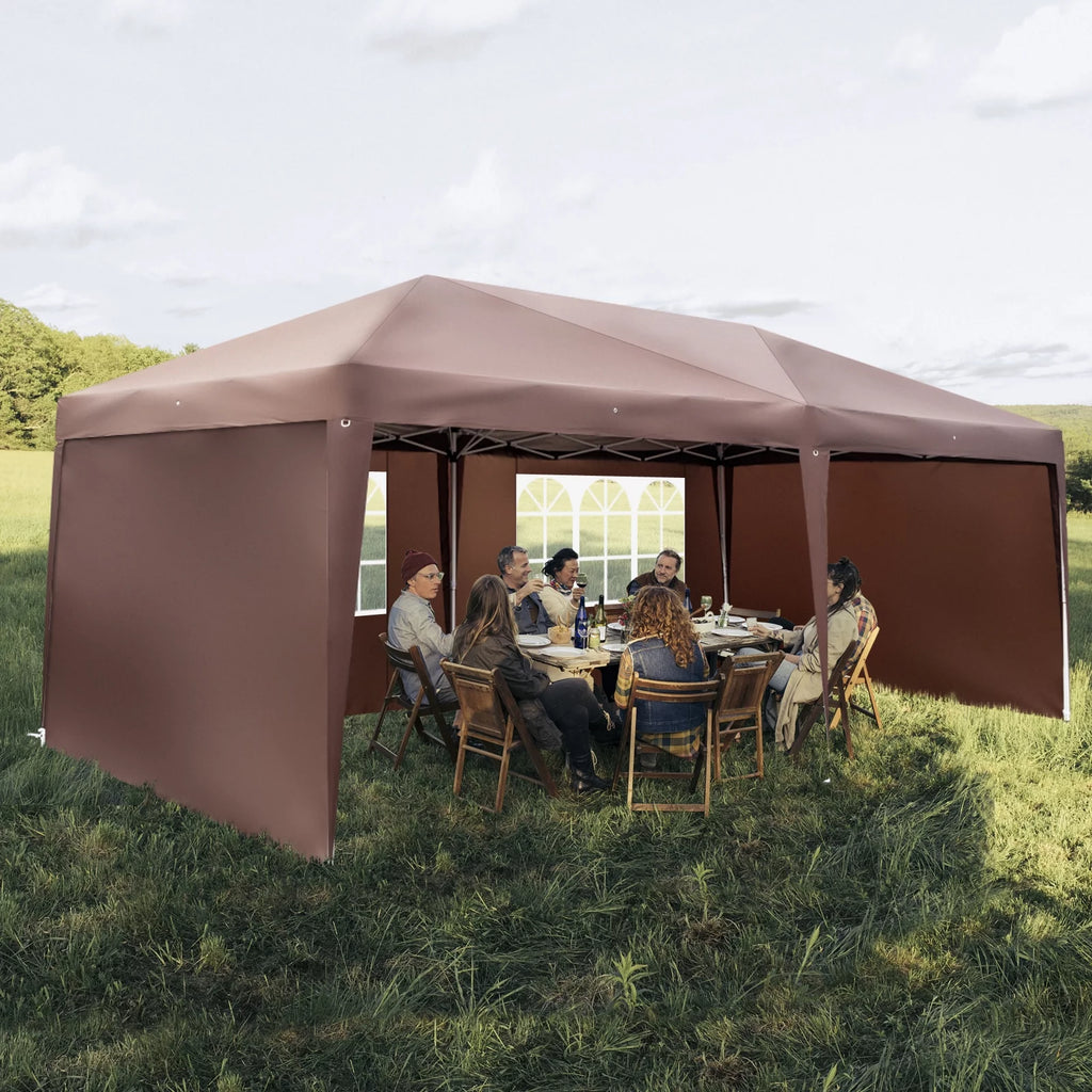 10 x 20-Feet White Pop Up Canopy Tent with 4 Removable Sidewalls M65260