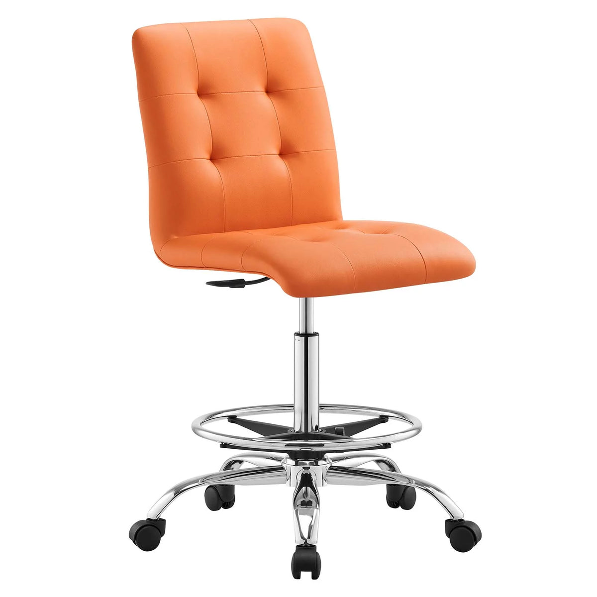 Armless Vegan Leather Drafting Chair E766