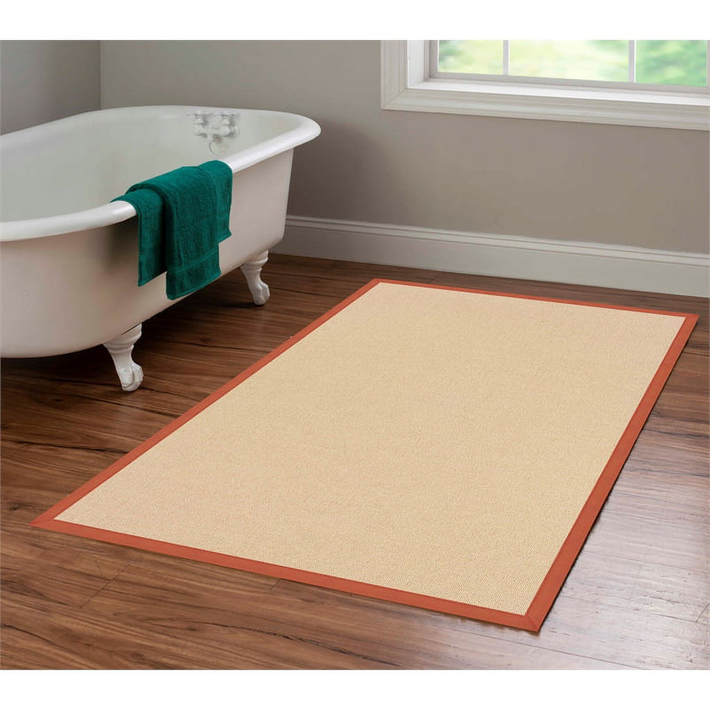 Machine Tufted Wool 4'x6' Rug in Natural and Burnt Orange K4216